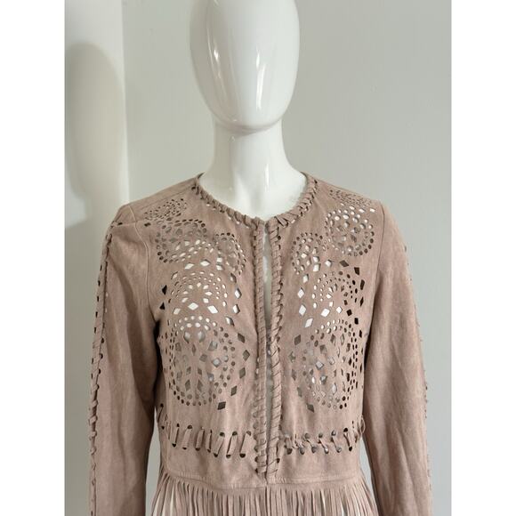 Lulumari Faux Suede Fringe Jacket Women’s M Boho Hippie Western Festival Indie - Picture 3 of 14
